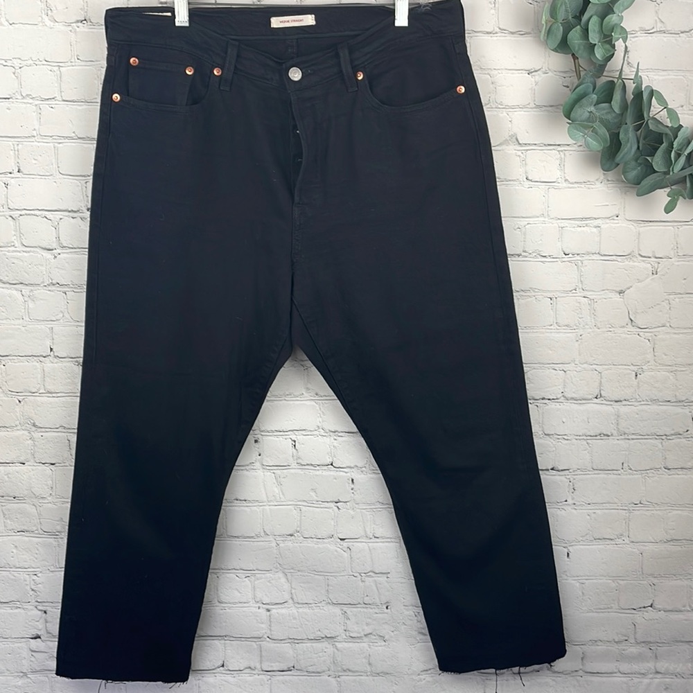 LEVI'S Wedgie Straight Jeans Black Plus Size 34